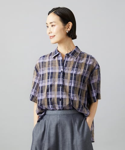 F6BHD06240 MICHEL KLEIN(小さいサイズ) [小さいサイズ]シアーチェックシャツ