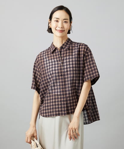 F6BHD06240 MICHEL KLEIN(小さいサイズ) [小さいサイズ]シアーチェックシャツ