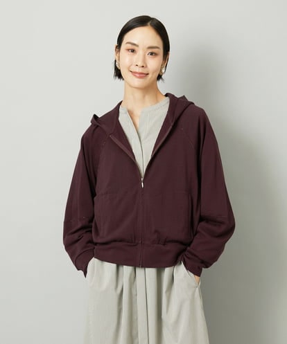F6CAD04270 MICHEL KLEIN(小さいサイズ) [小さいサイズ]シアー裏毛アクセントラメパーカー