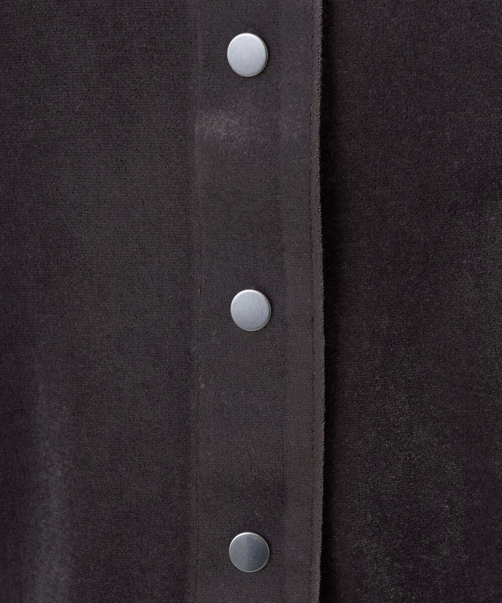 F6CAD16200 MICHEL KLEIN(小さいサイズ)(メゾン ドゥ サンク) [小さいサイズ]シアーベロアクルーネックカーディガン ダークグレー