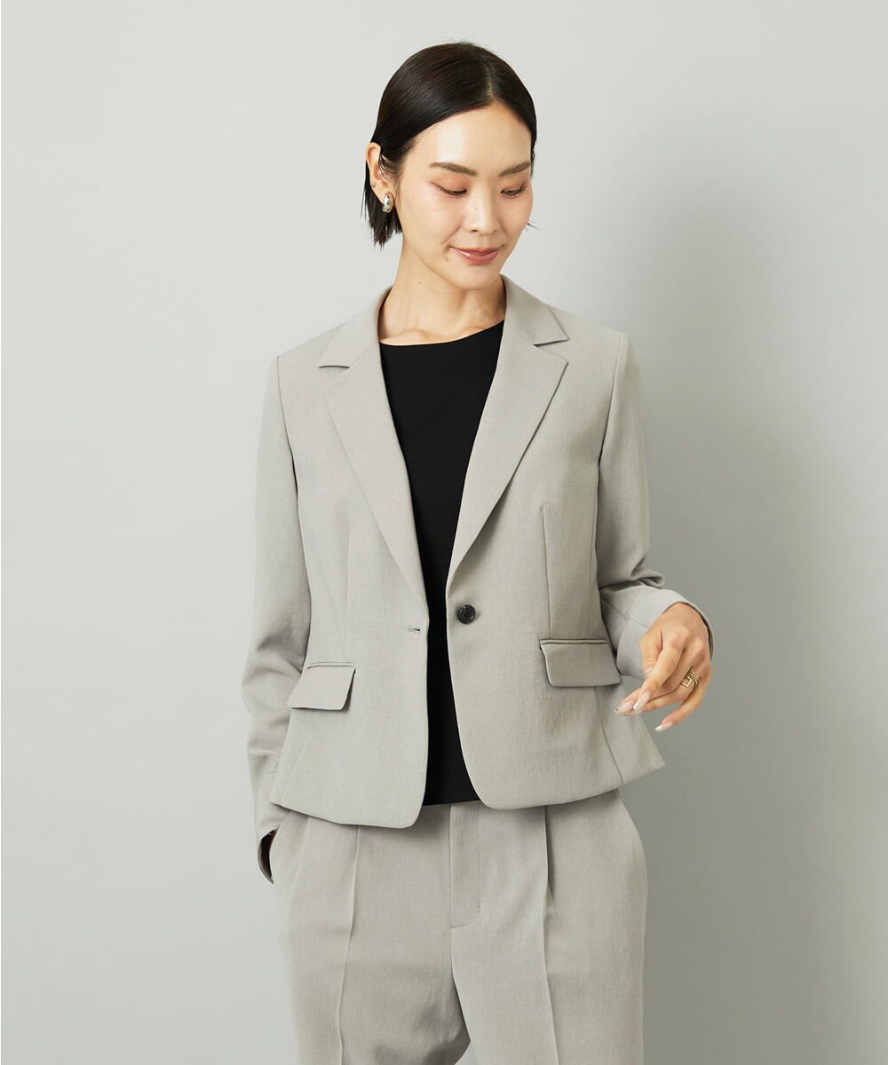 F6DAD36380 MICHEL KLEIN(小さいサイズ)(メゾン ドゥ サンク) [小さいサイズ][セットアップ対応]テーラードジャケット グレー