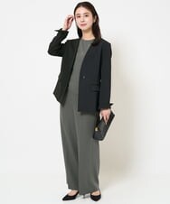 F6DDA04360 MICHEL KLEIN(小さいサイズ)(メゾン ドゥ サンク) [小さいサイズ]ツイルノーカラージャケット(多機能素材/セットアップ対応/洗える) ブラック