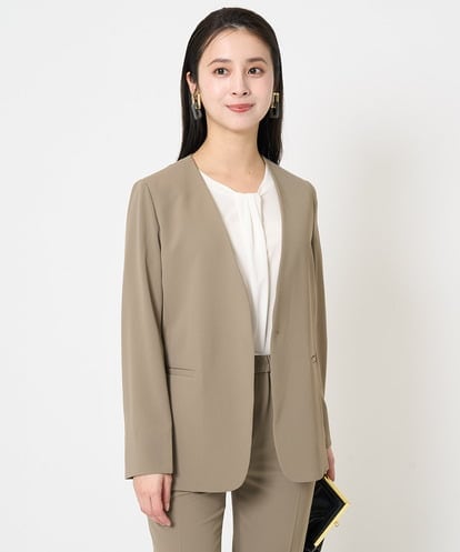 F6DGA12290 MICHEL KLEIN(小さいサイズ) [小さいサイズ]ノーカラージャケット(接触冷感/セットアップ対応)