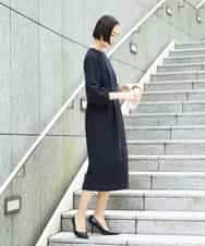F6EDD03330 MICHEL KLEIN(小さいサイズ)(メゾン ドゥ サンク) [小さいサイズ]［オケージョン/セレモニー］スリーブコンシャスワンピース ネイビー