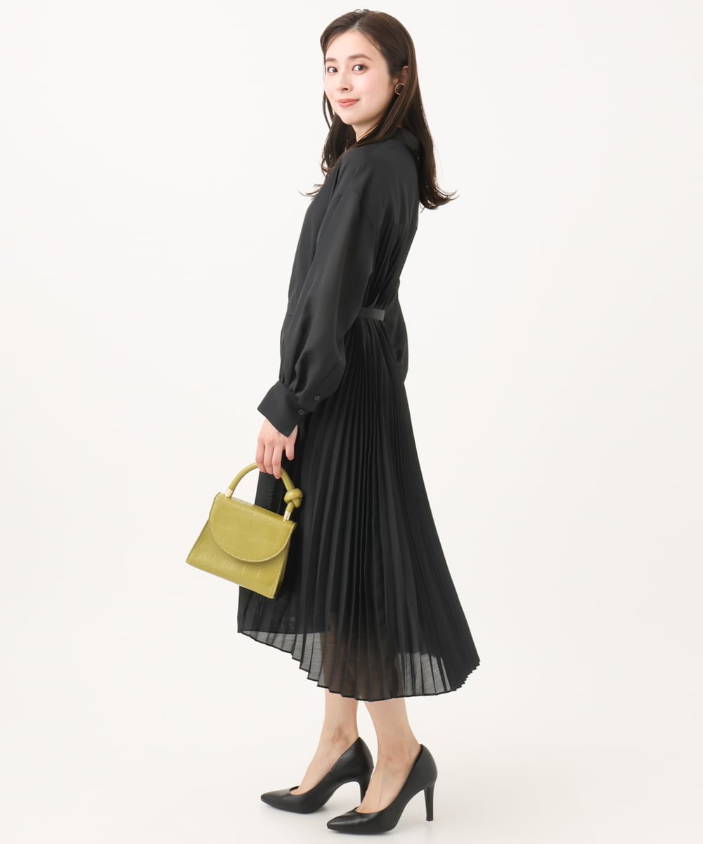 F6EGA04350 MICHEL KLEIN(小さいサイズ)(メゾン ドゥ サンク) [小さいサイズ]バックプリーツ3WAYワンピース グリーン