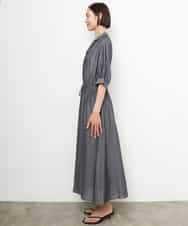 F6EJD02380 MICHEL KLEIN(小さいサイズ)(メゾン ドゥ サンク) 【小さいサイズ】デニムライクシャツワンピース ネイビー