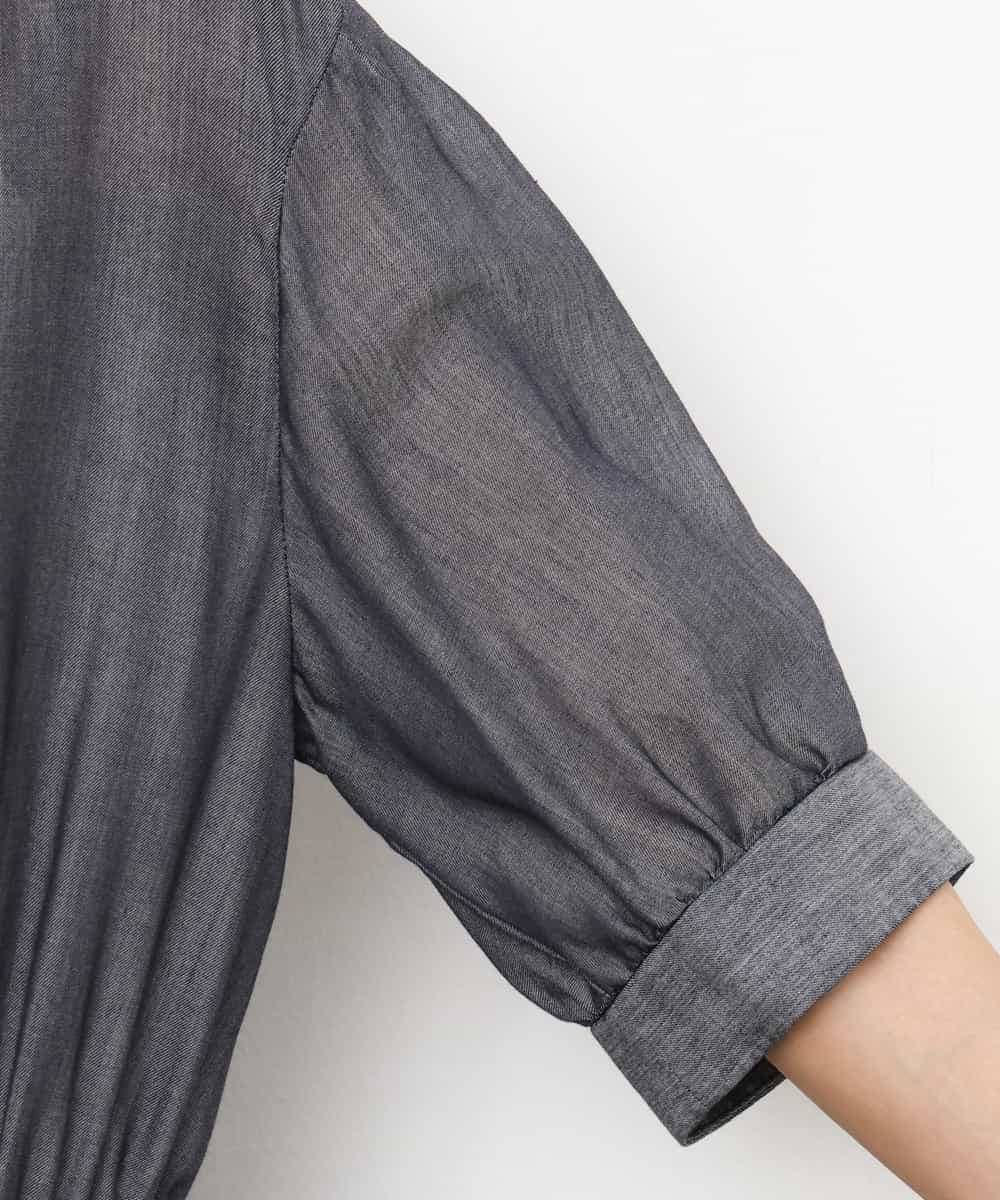 F6EJD02380 MICHEL KLEIN(小さいサイズ)(メゾン ドゥ サンク) 【小さいサイズ】デニムライクシャツワンピース ネイビー