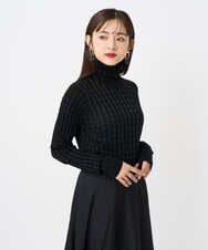 F6FAD20230 MICHEL KLEIN(小さいサイズ)(メゾン ドゥ サンク) [小さいサイズ]シアーケーブルハイネックニット ライトグレー