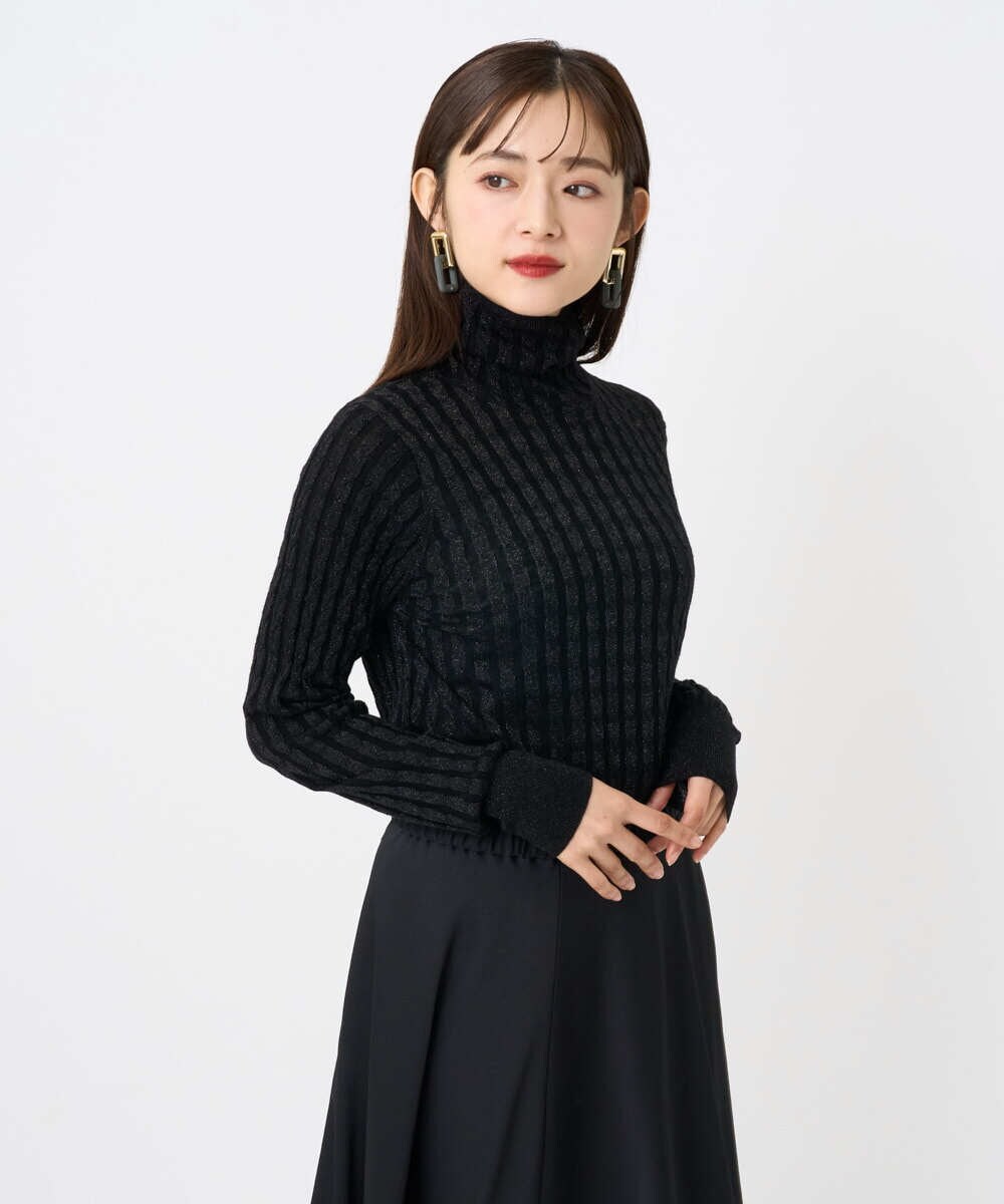 F6FAD20230 MICHEL KLEIN(小さいサイズ)(メゾン ドゥ サンク) [小さいサイズ]シアーケーブルハイネックニット ライトグレー