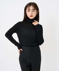 F6FAD20230 MICHEL KLEIN(小さいサイズ)(メゾン ドゥ サンク) [小さいサイズ]シアーケーブルハイネックニット ライトグレー