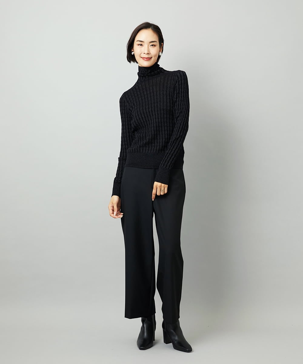 F6FAD20230 MICHEL KLEIN(小さいサイズ)(メゾン ドゥ サンク) [小さいサイズ]シアーケーブルハイネックニット ライトグレー