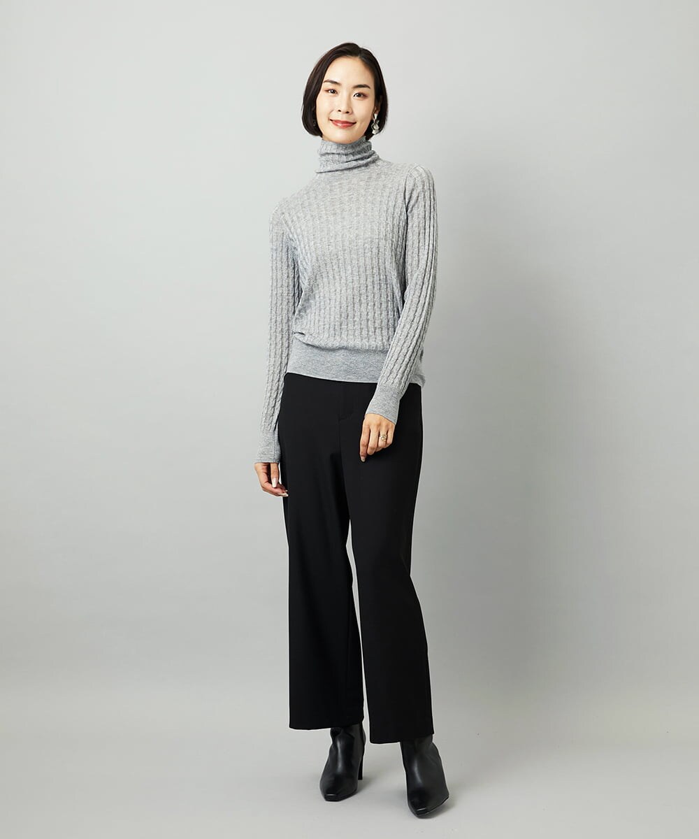 F6FAD20230 MICHEL KLEIN(小さいサイズ)(メゾン ドゥ サンク) [小さいサイズ]シアーケーブルハイネックニット ライトグレー