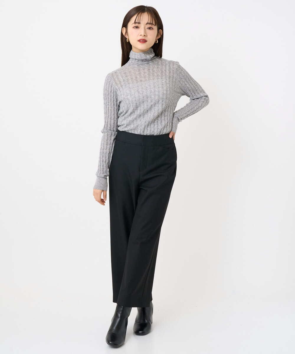 F6FAD20230 MICHEL KLEIN(小さいサイズ)(メゾン ドゥ サンク) [小さいサイズ]シアーケーブルハイネックニット ライトグレー