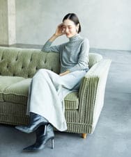F6FAD20230 MICHEL KLEIN(小さいサイズ)(メゾン ドゥ サンク) [小さいサイズ]シアーケーブルハイネックニット ライトグレー