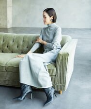 F6FAD20230 MICHEL KLEIN(小さいサイズ)(メゾン ドゥ サンク) [小さいサイズ]シアーケーブルハイネックニット ライトグレー