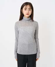 F6FAD20230 MICHEL KLEIN(小さいサイズ)(メゾン ドゥ サンク) [小さいサイズ]シアーケーブルハイネックニット ライトグレー