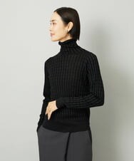 F6FAD20230 MICHEL KLEIN(小さいサイズ)(メゾン ドゥ サンク) [小さいサイズ]シアーケーブルハイネックニット ブラック