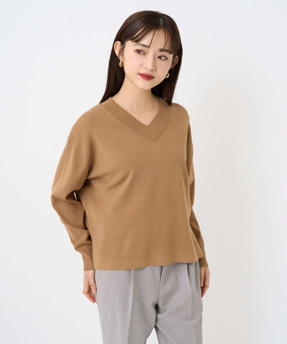 F6FAD23210 MICHEL KLEIN(小さいサイズ)(メゾン ドゥ サンク) [小さいサイズ]Vネックニット ライトブルー