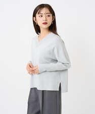 F6FAD23210 MICHEL KLEIN(小さいサイズ)(メゾン ドゥ サンク) [小さいサイズ]Vネックニット ライトブルー