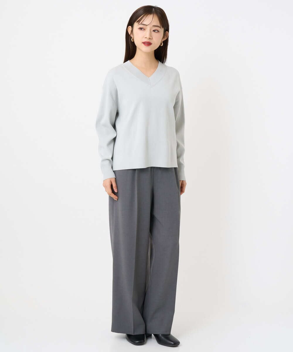 F6FAD23210 MICHEL KLEIN(小さいサイズ)(メゾン ドゥ サンク) [小さいサイズ]Vネックニット ライトブルー