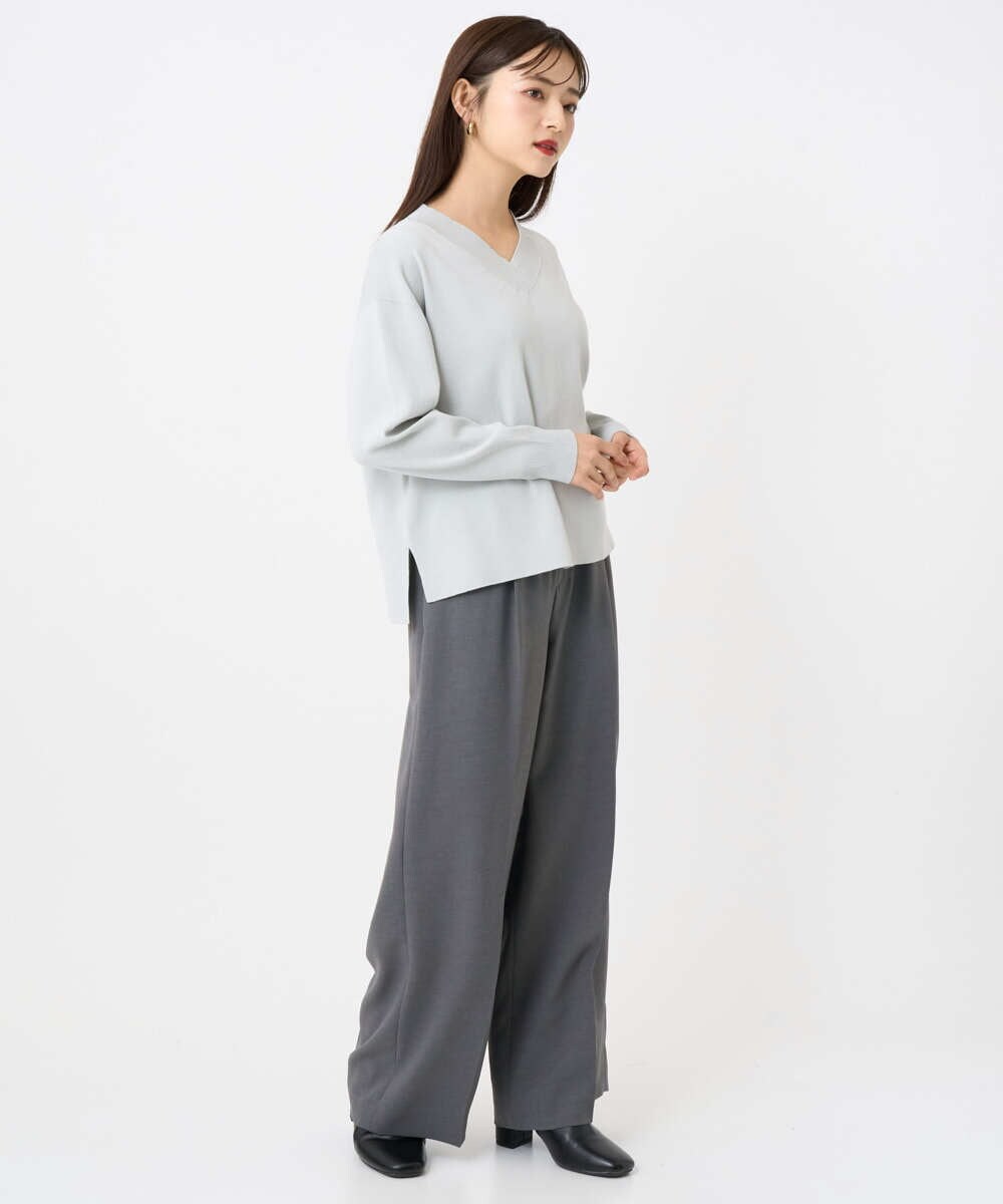 F6FAD23210 MICHEL KLEIN(小さいサイズ)(メゾン ドゥ サンク) [小さいサイズ]Vネックニット ライトブルー