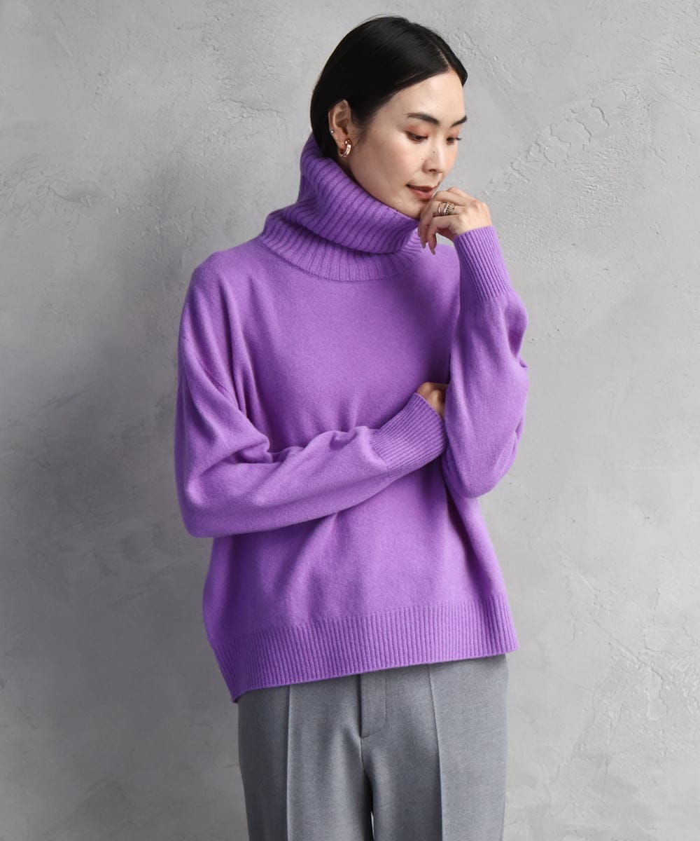 F6FAD28230 MICHEL KLEIN(小さいサイズ)(メゾン ドゥ サンク) [小さいサイズ][定番人気]ハイネックニット パープル