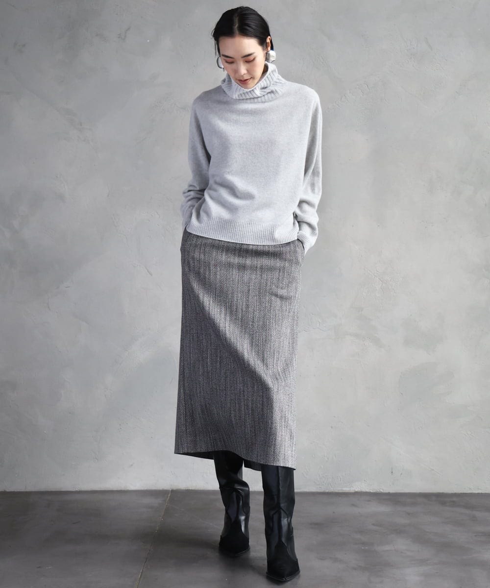 F6FAD28230 MICHEL KLEIN(小さいサイズ)(メゾン ドゥ サンク) [小さいサイズ][定番人気]ハイネックニット ライトグレー