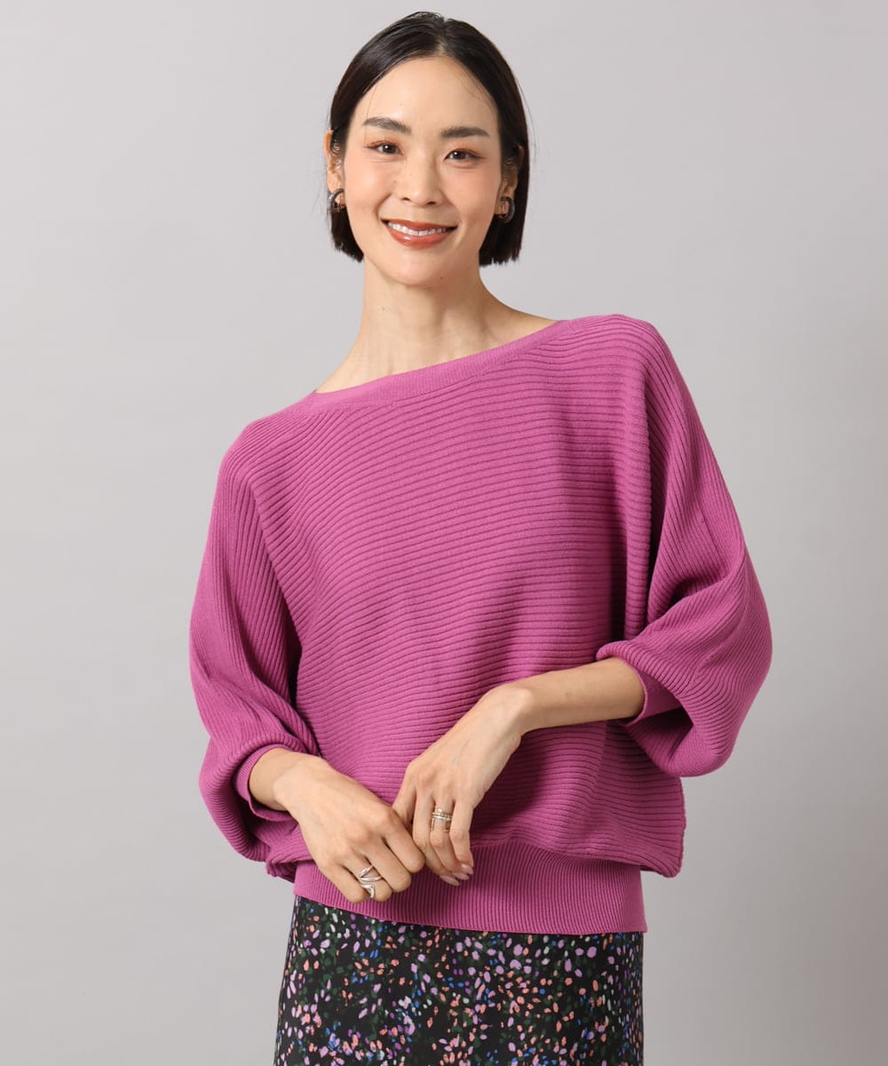 F6FAH17190 MICHEL KLEIN(小さいサイズ)(メゾン ドゥ サンク) 【小さいサイズ】[定番人気]ホールガーメント(R)ドルマンスリーブニット(長袖) ピンク