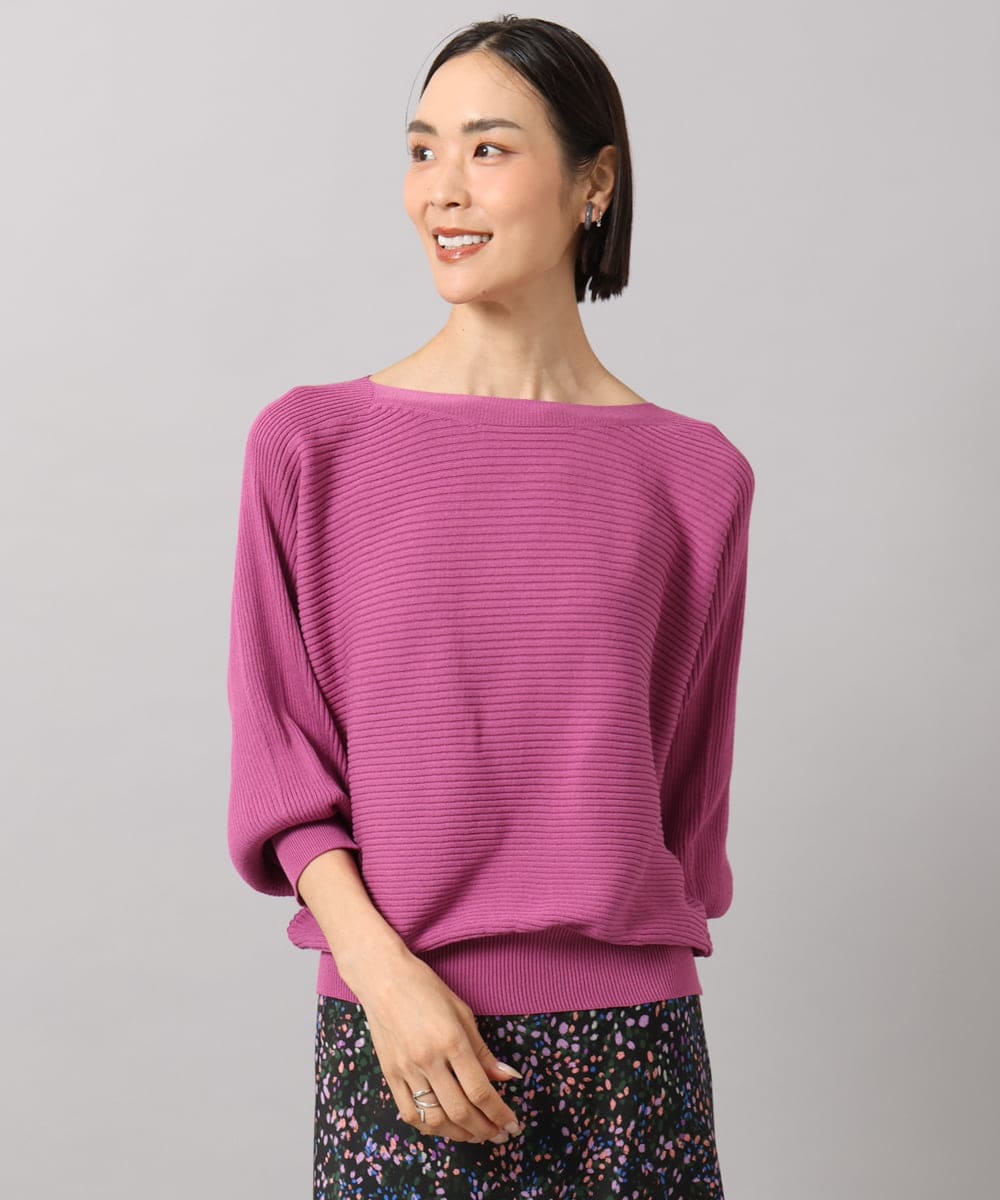 F6FAH17190 MICHEL KLEIN(小さいサイズ)(メゾン ドゥ サンク) 【小さいサイズ】[定番人気]ホールガーメント(R)ドルマンスリーブニット(長袖) ピンク
