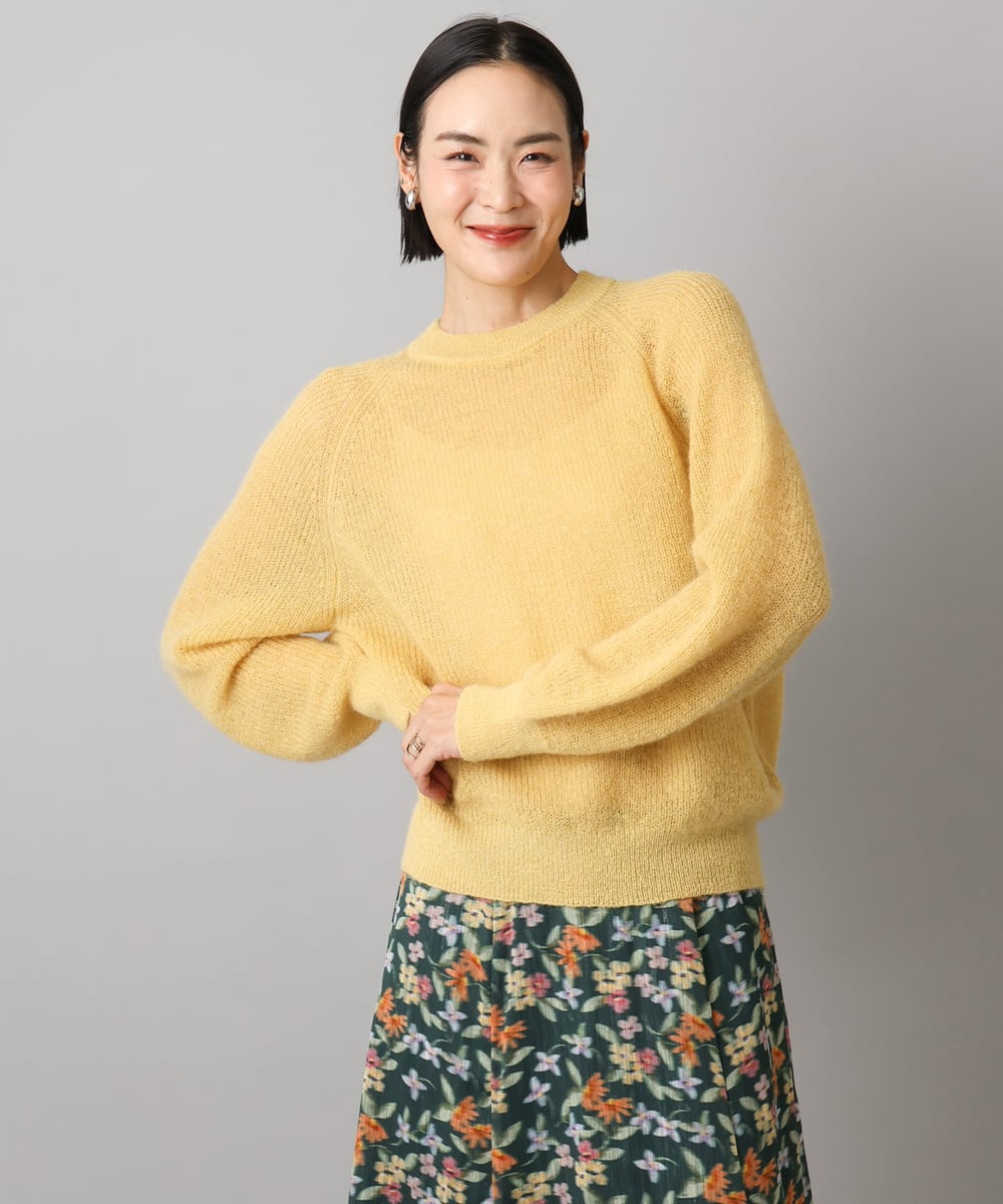 F6FBD32230 MICHEL KLEIN(小さいサイズ)(メゾン ドゥ サンク) モヘアローゲージニット イエロー