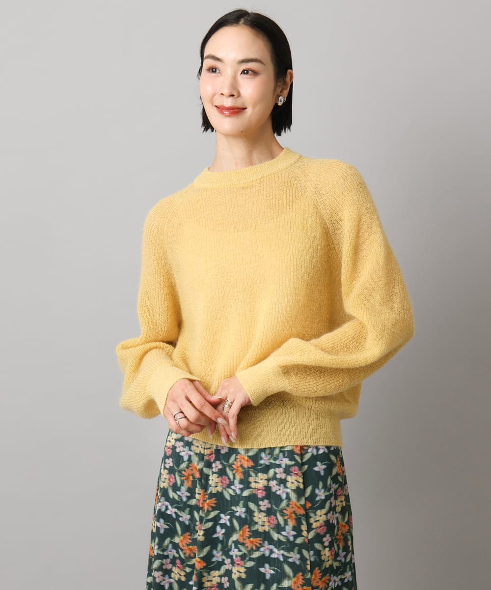 F6FBD32230 MICHEL KLEIN(小さいサイズ)(メゾン ドゥ サンク) モヘアローゲージニット イエロー