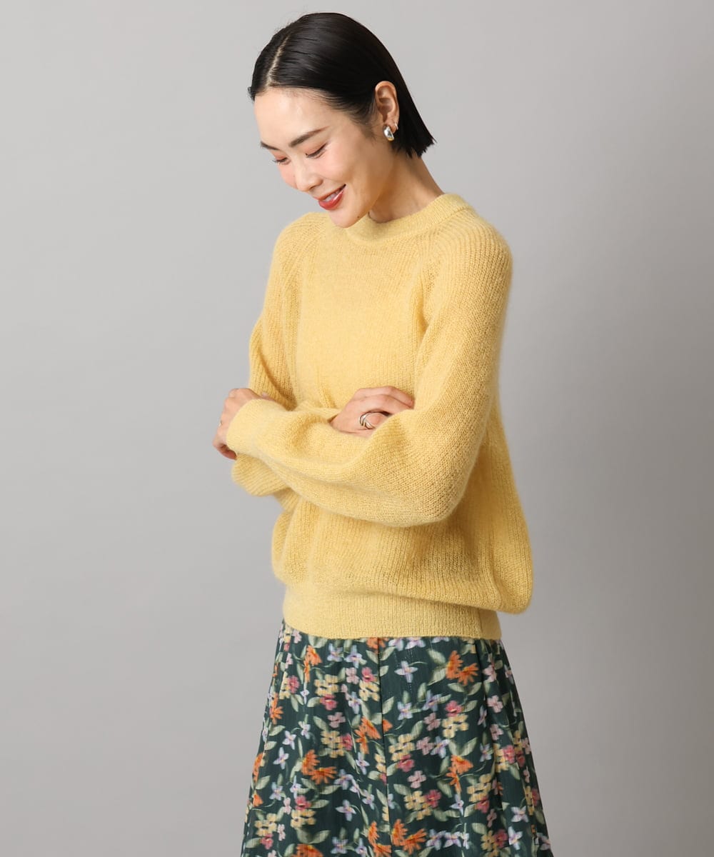 F6FBD32230 MICHEL KLEIN(小さいサイズ)(メゾン ドゥ サンク) モヘアローゲージニット イエロー