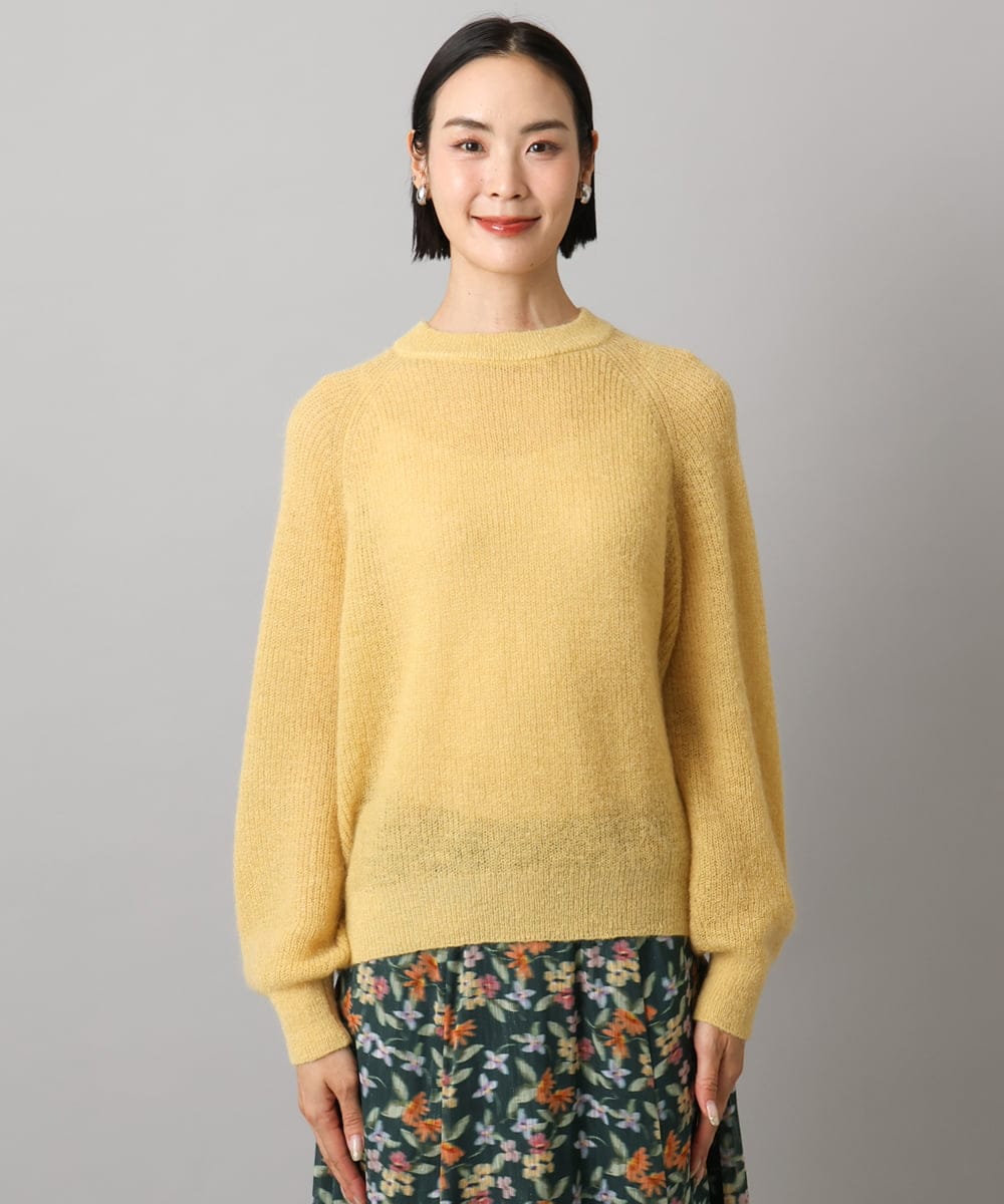 F6FBD32230 MICHEL KLEIN(小さいサイズ)(メゾン ドゥ サンク) モヘアローゲージニット イエロー