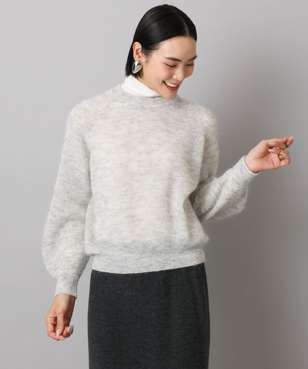 F6FBD32230 MICHEL KLEIN(小さいサイズ)(メゾン ドゥ サンク) モヘアローゲージニット イエロー