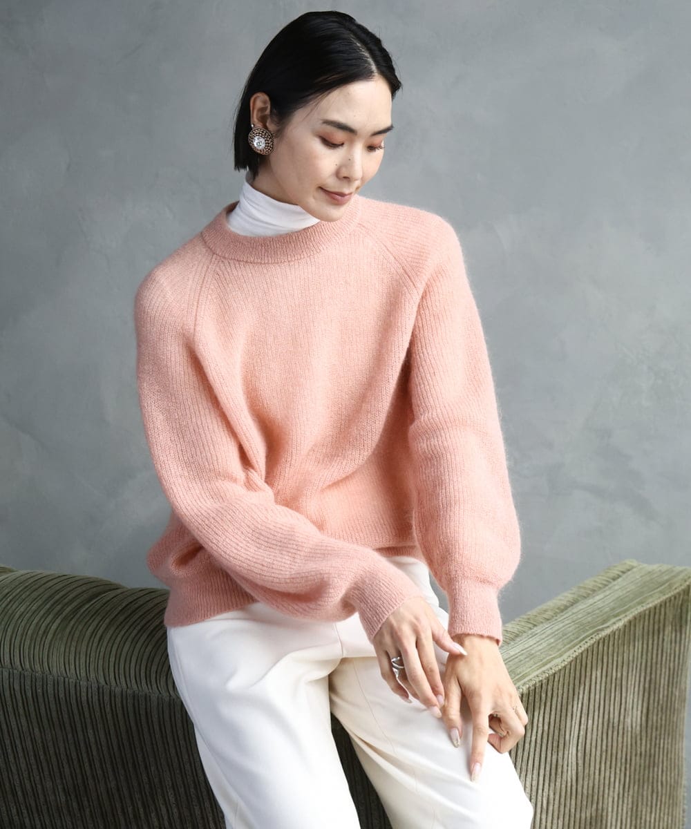 F6FBD32230 MICHEL KLEIN(小さいサイズ)(メゾン ドゥ サンク) モヘアローゲージニット イエロー