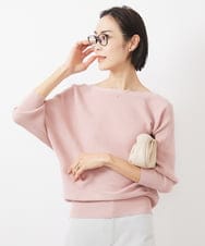 F6FDA17180 MICHEL KLEIN(小さいサイズ)(メゾン ドゥ サンク) [小さいサイズ]ホールガーメント(R)ドルマンスリーブニット(7分袖) ピンク