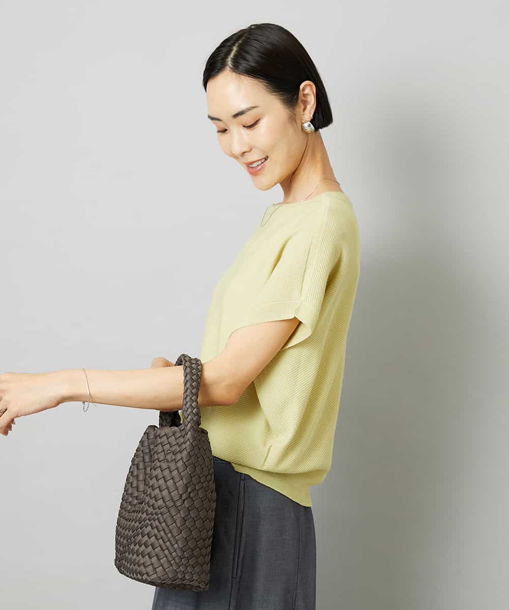 F6FHD26170 MICHEL KLEIN(小さいサイズ)(メゾン ドゥ サンク) [小さいサイズ]ホールガーメント(R)フレンチスリーブニット イエロー