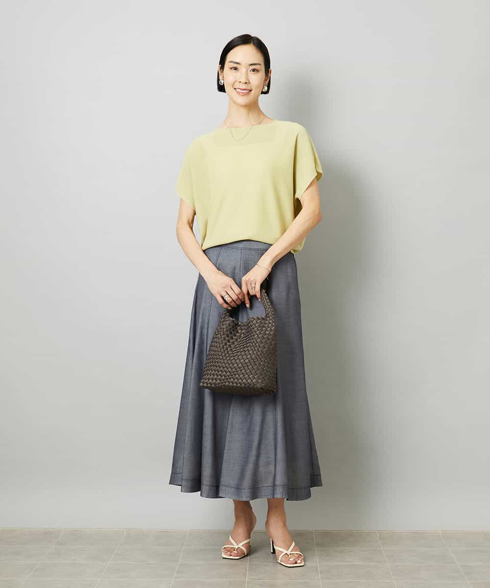 F6FHD26170 MICHEL KLEIN(小さいサイズ)(メゾン ドゥ サンク) [小さいサイズ]ホールガーメント(R)フレンチスリーブニット イエロー