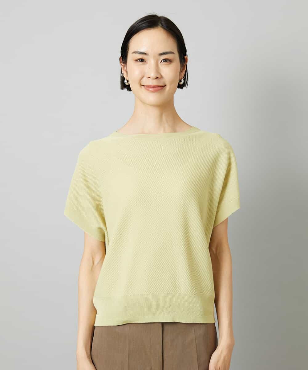 F6FHD26170 MICHEL KLEIN(小さいサイズ)(メゾン ドゥ サンク) [小さいサイズ]ホールガーメント(R)フレンチスリーブニット イエロー