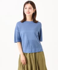F6FJD21200 MICHEL KLEIN(小さいサイズ)(メゾン ドゥ サンク) 【小さいサイズ】パネル透かし柄ニット ブルー