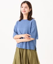 F6FJD21200 MICHEL KLEIN(小さいサイズ)(メゾン ドゥ サンク) 【小さいサイズ】パネル透かし柄ニット ブルー