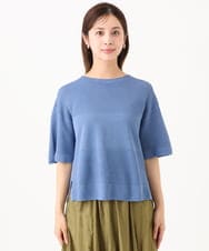 F6FJD21200 MICHEL KLEIN(小さいサイズ)(メゾン ドゥ サンク) 【小さいサイズ】パネル透かし柄ニット ブルー