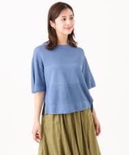 F6FJD21200 MICHEL KLEIN(小さいサイズ)(メゾン ドゥ サンク) 【小さいサイズ】パネル透かし柄ニット ブルー