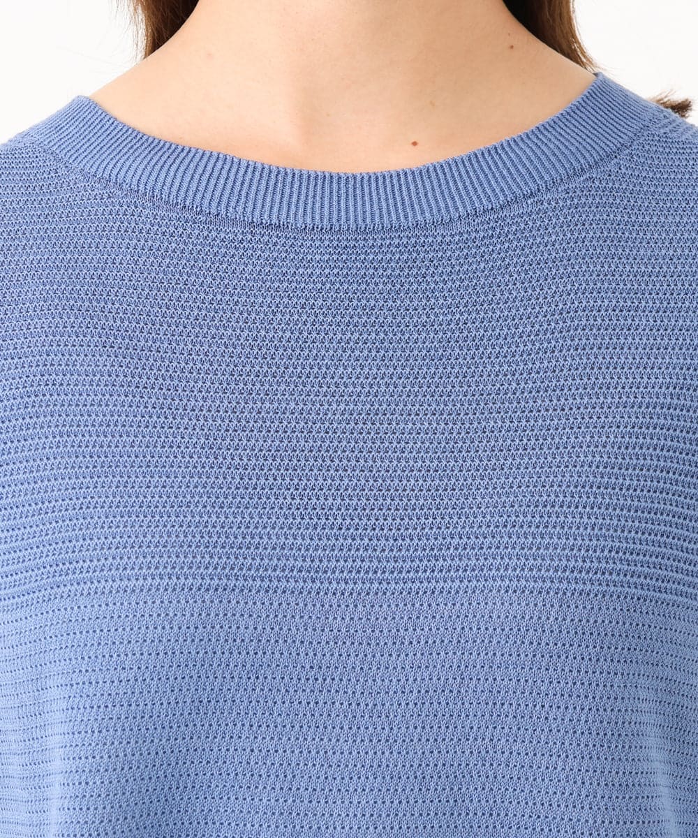 F6FJD21200 MICHEL KLEIN(小さいサイズ)(メゾン ドゥ サンク) 【小さいサイズ】パネル透かし柄ニット ブルー