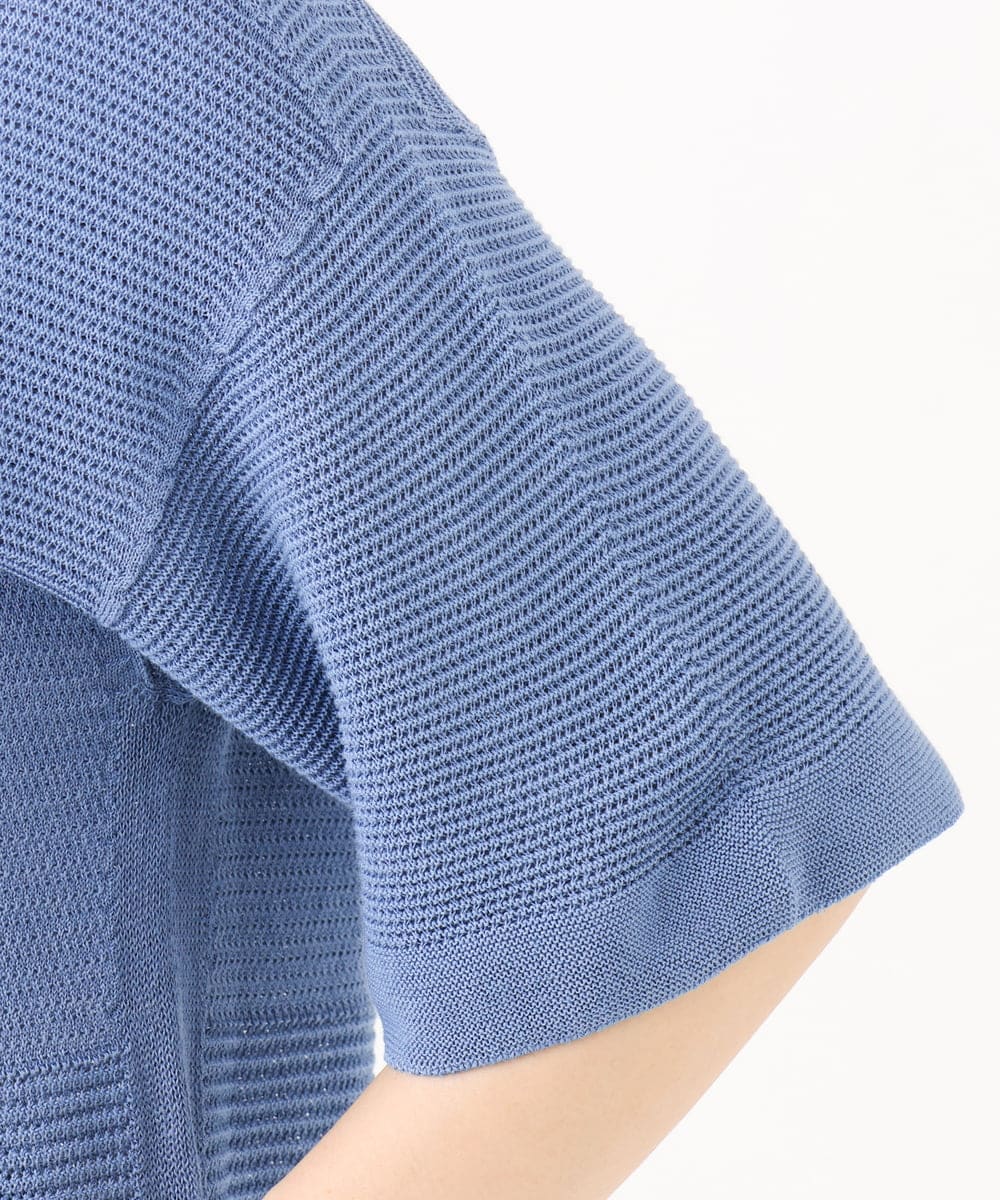 F6FJD21200 MICHEL KLEIN(小さいサイズ)(メゾン ドゥ サンク) 【小さいサイズ】パネル透かし柄ニット ブルー