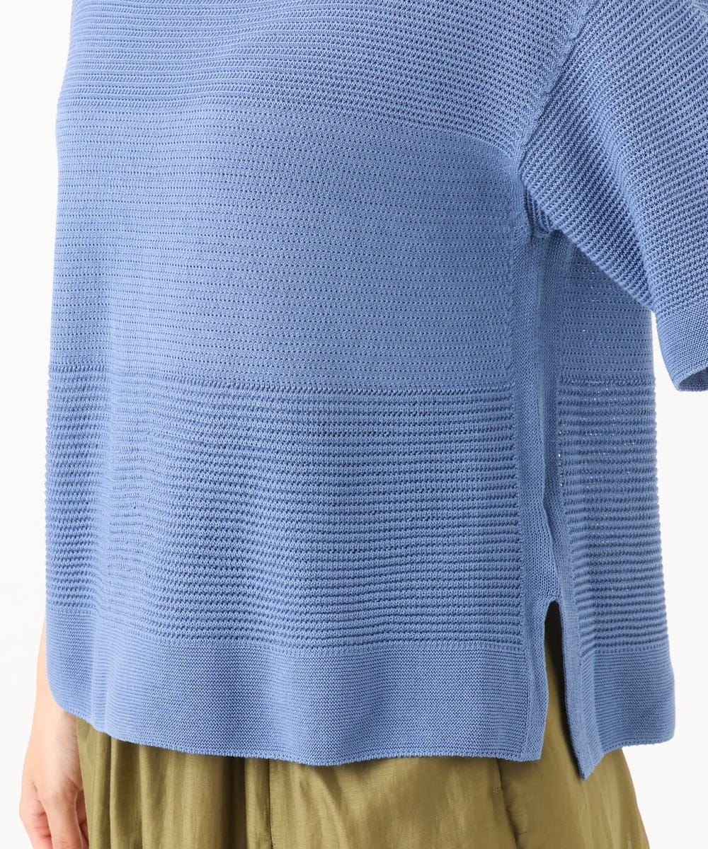 F6FJD21200 MICHEL KLEIN(小さいサイズ)(メゾン ドゥ サンク) 【小さいサイズ】パネル透かし柄ニット ブルー