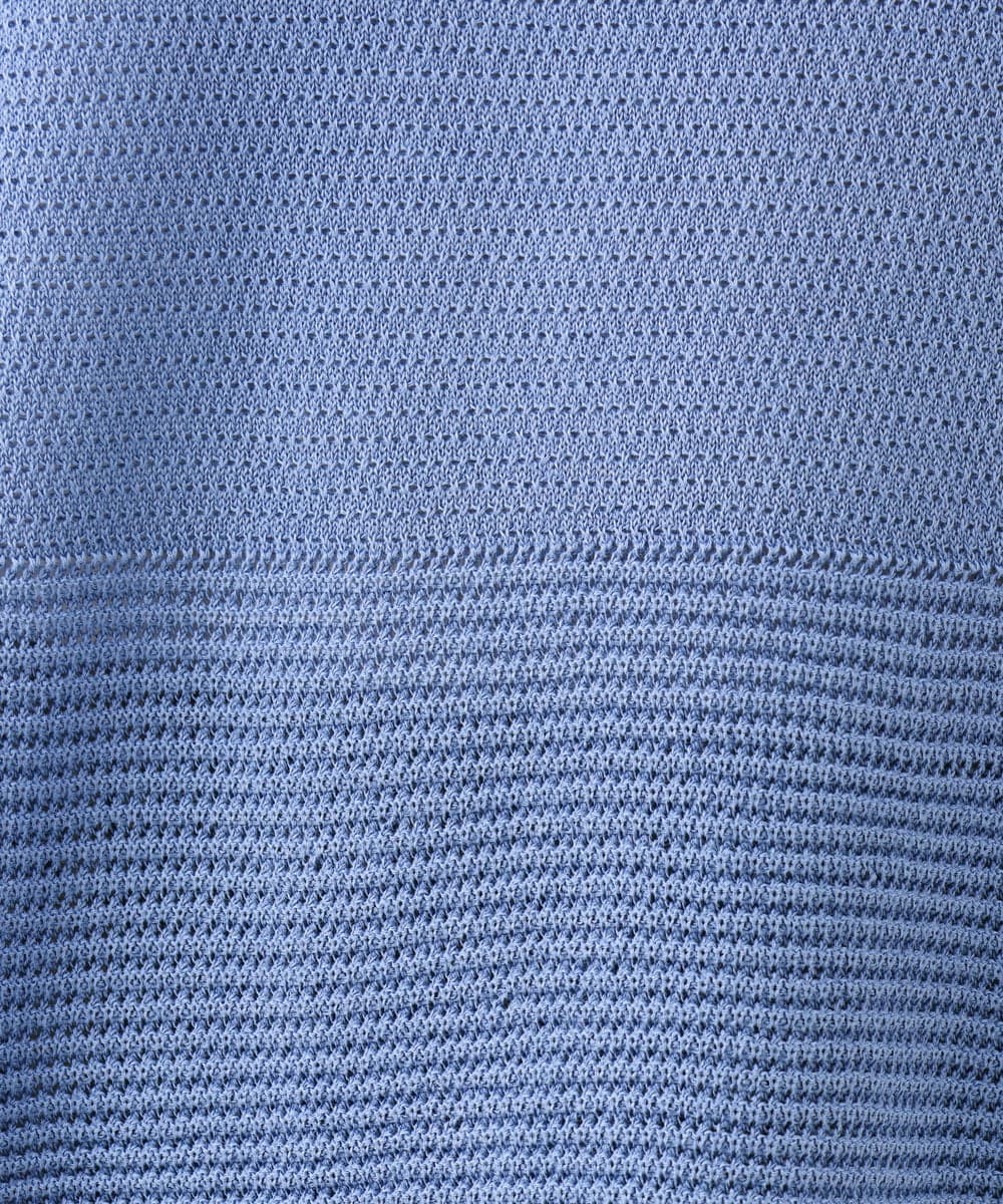 F6FJD21200 MICHEL KLEIN(小さいサイズ)(メゾン ドゥ サンク) 【小さいサイズ】パネル透かし柄ニット ブルー