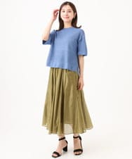 F6FJD21200 MICHEL KLEIN(小さいサイズ)(メゾン ドゥ サンク) 【小さいサイズ】パネル透かし柄ニット ブルー