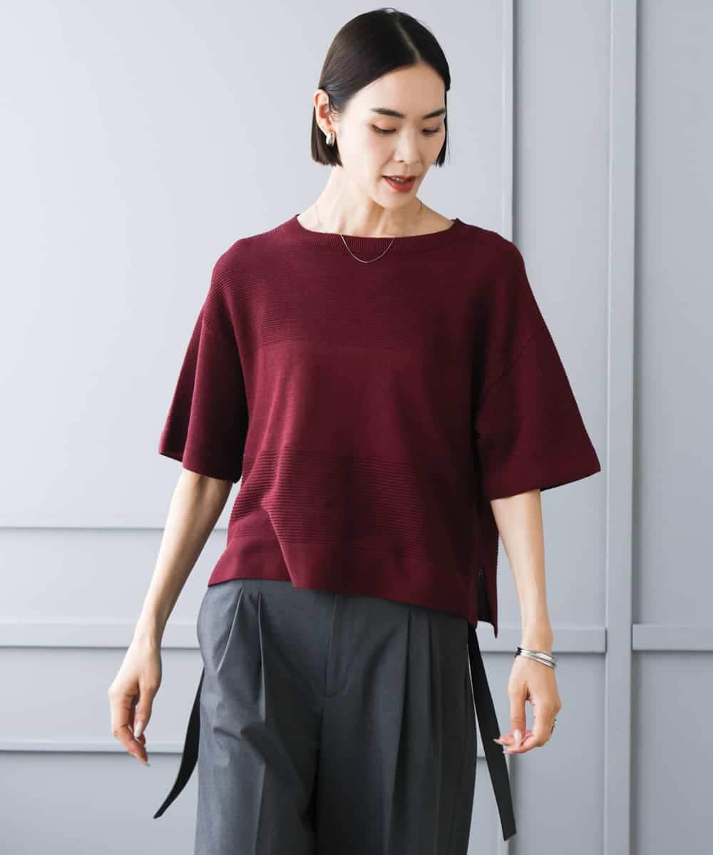 F6FJD21200 MICHEL KLEIN(小さいサイズ)(メゾン ドゥ サンク) 【小さいサイズ】パネル透かし柄ニット ブルー