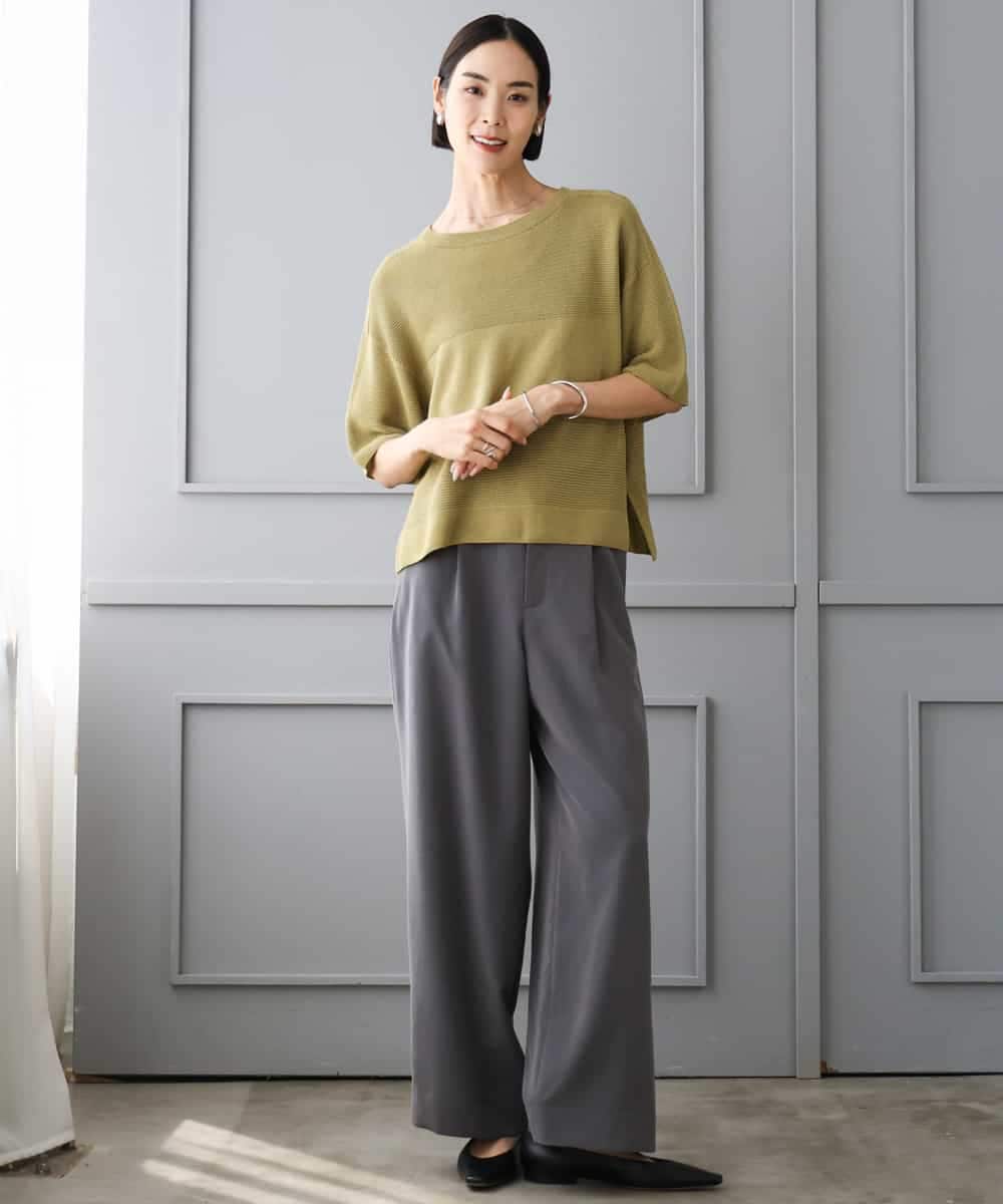 F6FJD21200 MICHEL KLEIN(小さいサイズ)(メゾン ドゥ サンク) 【小さいサイズ】パネル透かし柄ニット ブルー